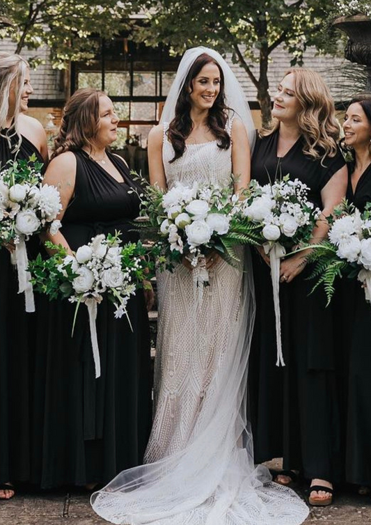 Rent or Purchase | Classic Green & White Bridal Party Bouquets