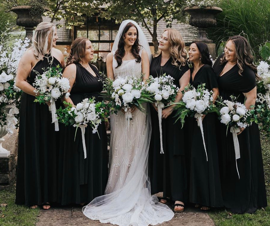 Rent or Purchase Classic Green White Bridal Party Bouquets