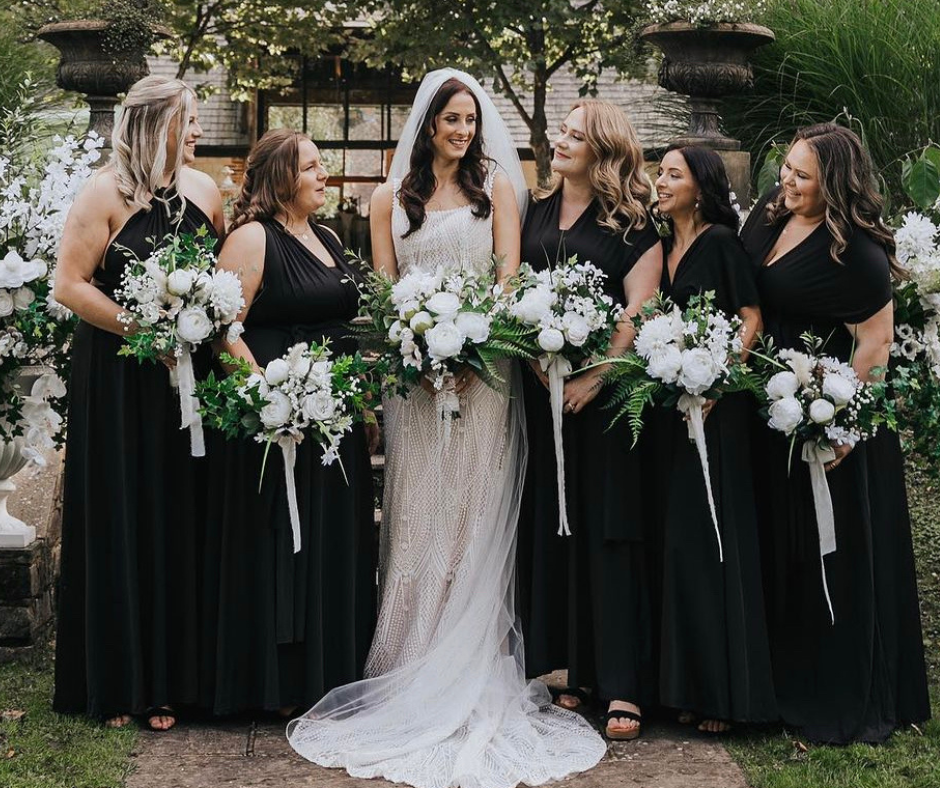 Rent or Purchase | Classic Green & White Bridal Party Bouquets